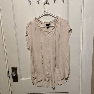 Rachel Cream Blouse with Ruffle Neckline